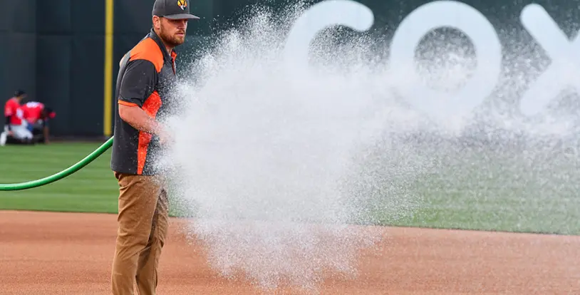 Isaiah Lineau groundskeeper Las Vegas Aviators baseball field